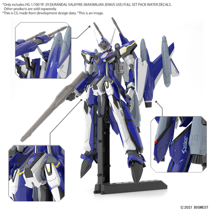 HG YF-29 Durandal Valkyrie  (Maximilian Jenius Use) Full Set Pack Water Decals - Macross Delta Zettai LIVE!!!!!! 1/100