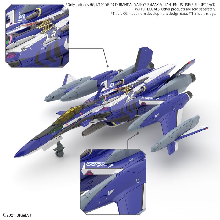 HG YF-29 Durandal Valkyrie  (Maximilian Jenius Use) Full Set Pack Water Decals - Macross Delta Zettai LIVE!!!!!! 1/100