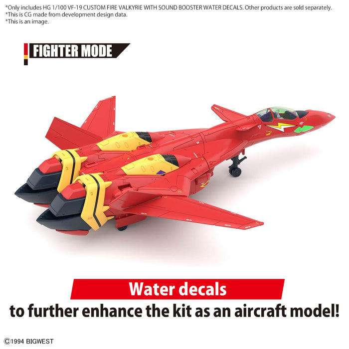 [Pre-Order][ETA Q3 2024] HG VF-19 Fire Valkyrie With Sound Booster Water Decals 1/100