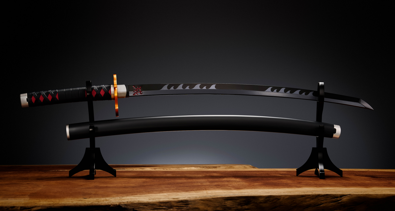 Proplica - Nichirin Sword (Tanjiro Kamado) Kyojuro Rengoku's Sword Guard Ver. - Demon Slayer: Kimetsu No Yaiba