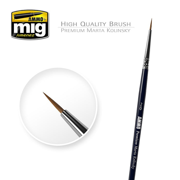 Premium Marta Kolinsky Round Brush, 2/0