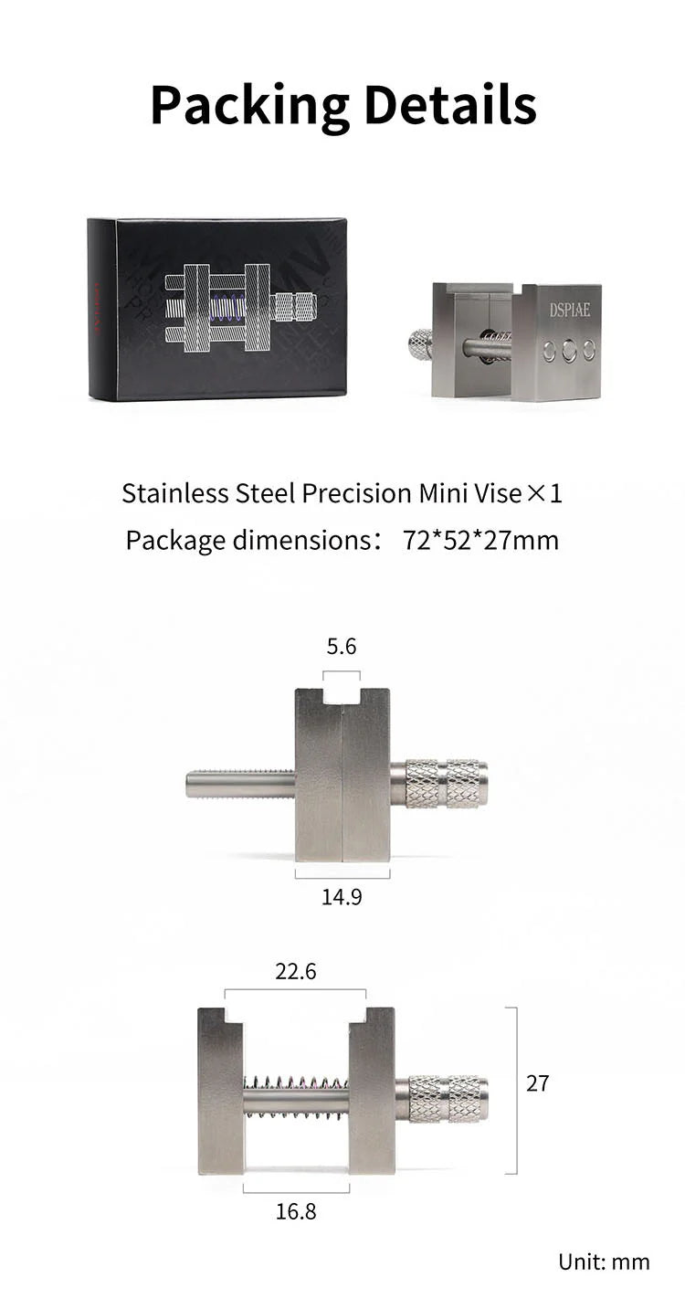 Stainless Steel Precision Mini Vise (Desktop Clamp) AT-MV