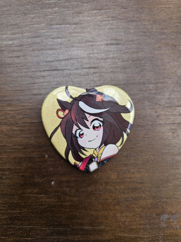 Kitasan Black - Uma Musume Heart-Shaped Can Badge Pins
