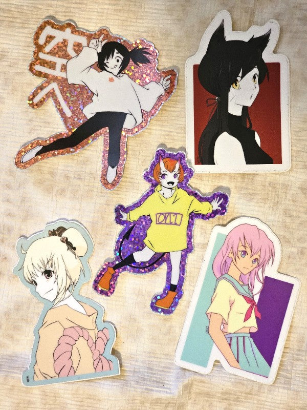 Anime Girls - Vinyl Stickers  (Set of 5)