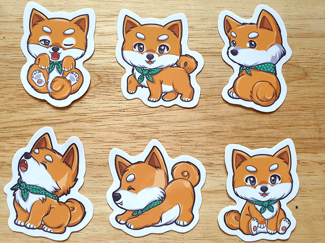 Shiba Inu Stickers Set of 6