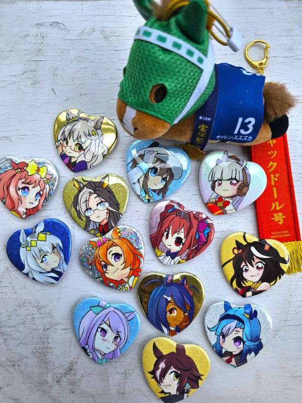 Gold Ship - Uma Musume Heart-Shaped Can Badge Pins