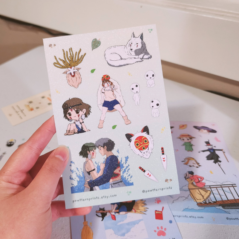 Ghibli Princess Mononoke Fan Art Vinyl Sticker Sheet
