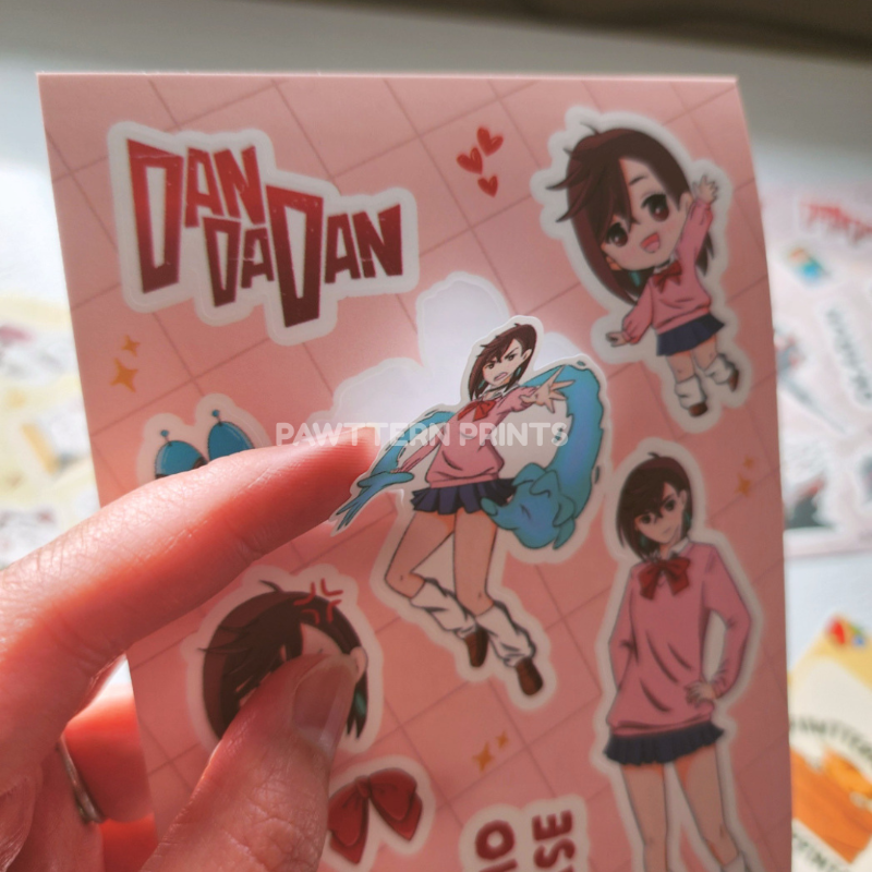 Dandadan Momo Ayase Fan Art Vinyl Sticker Sheet
