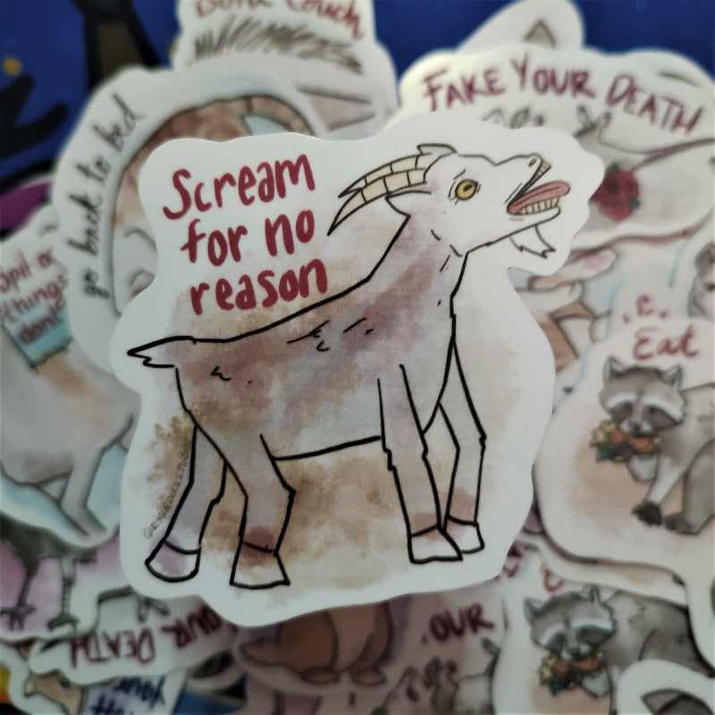 Screaming Goat -Funny Aspirational Animal Stickers (Waterproof)