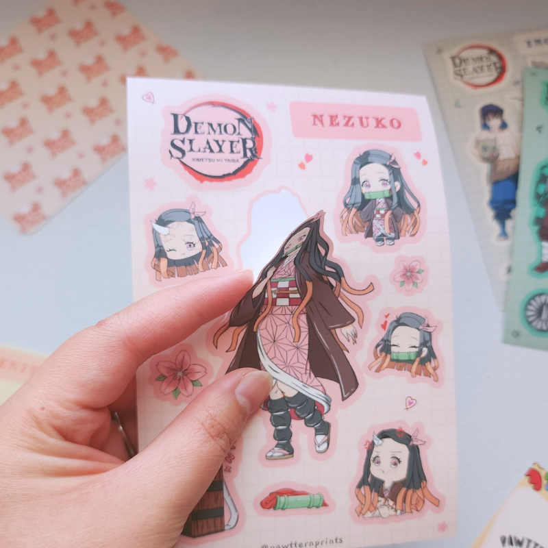 Demon Slayer Nezuko Fan Art Vinyl Sticker Sheet