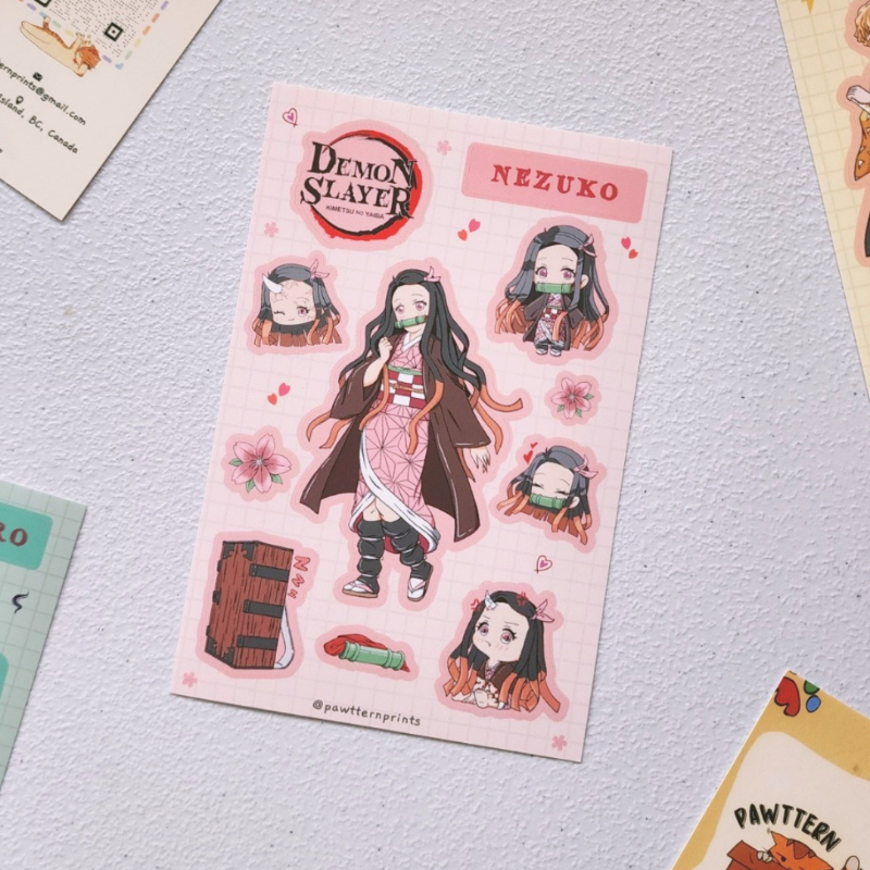 Demon Slayer Nezuko Fan Art Vinyl Sticker Sheet