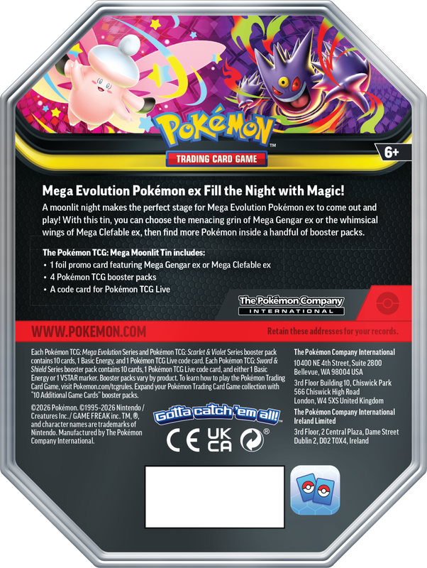 Pokemon TCG - Mega Moonlit Tin (Mega Gengar ex / Mega Clefable ex)