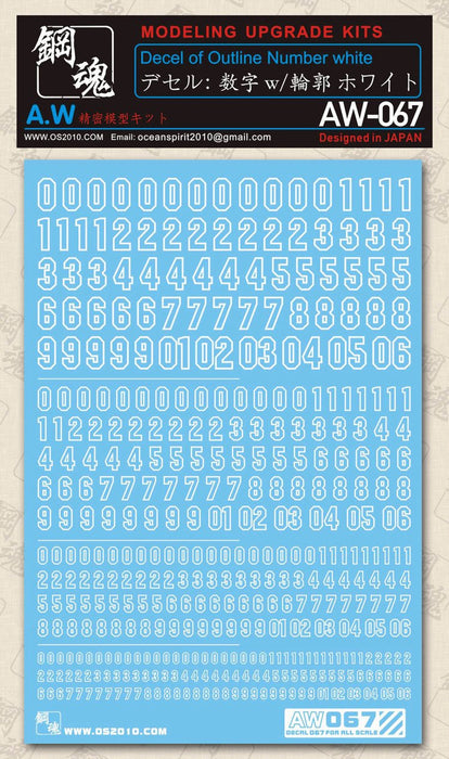 MAD - AW067 Waterslide Decal: Numbers (White) Discontinued
