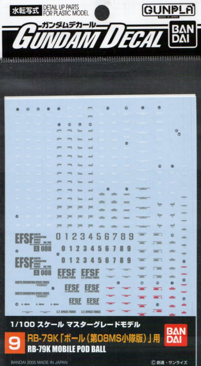 Gundam Decal 09 - 1/100 RB-79K Mobile Pod Ball
