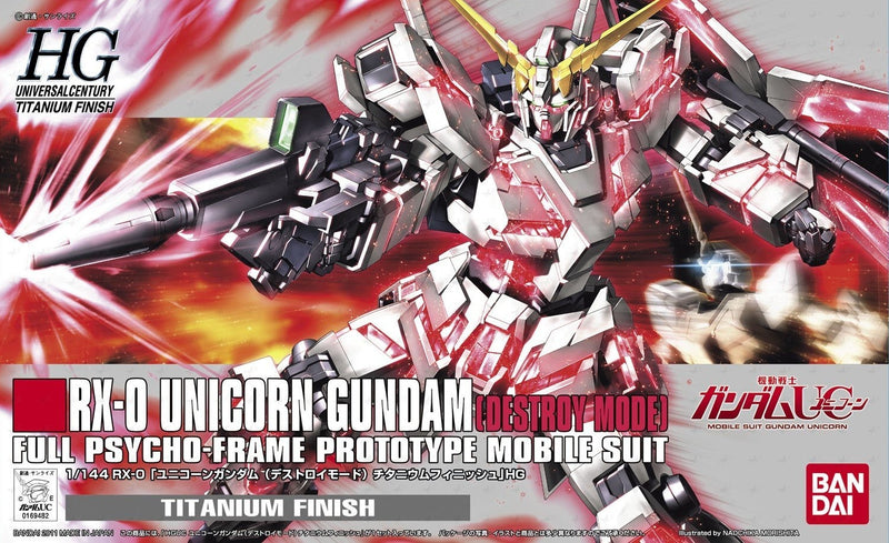 HGUC 100 RX-0 Unicorn Gundam (Destroy Mode) Titanium Finish Ver. 1/144
