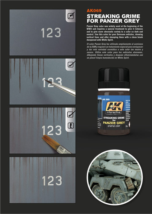 AK069 Streaking Grime for Panzer Grey Vehicles