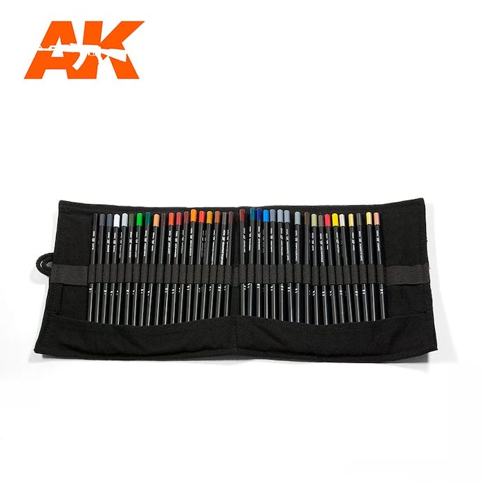 AK10048 Weathering Pencils Cloth Case (37 Water Pencil Colors)