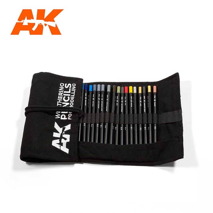 AK10048 Weathering Pencils Cloth Case (37 Water Pencil Colors)
