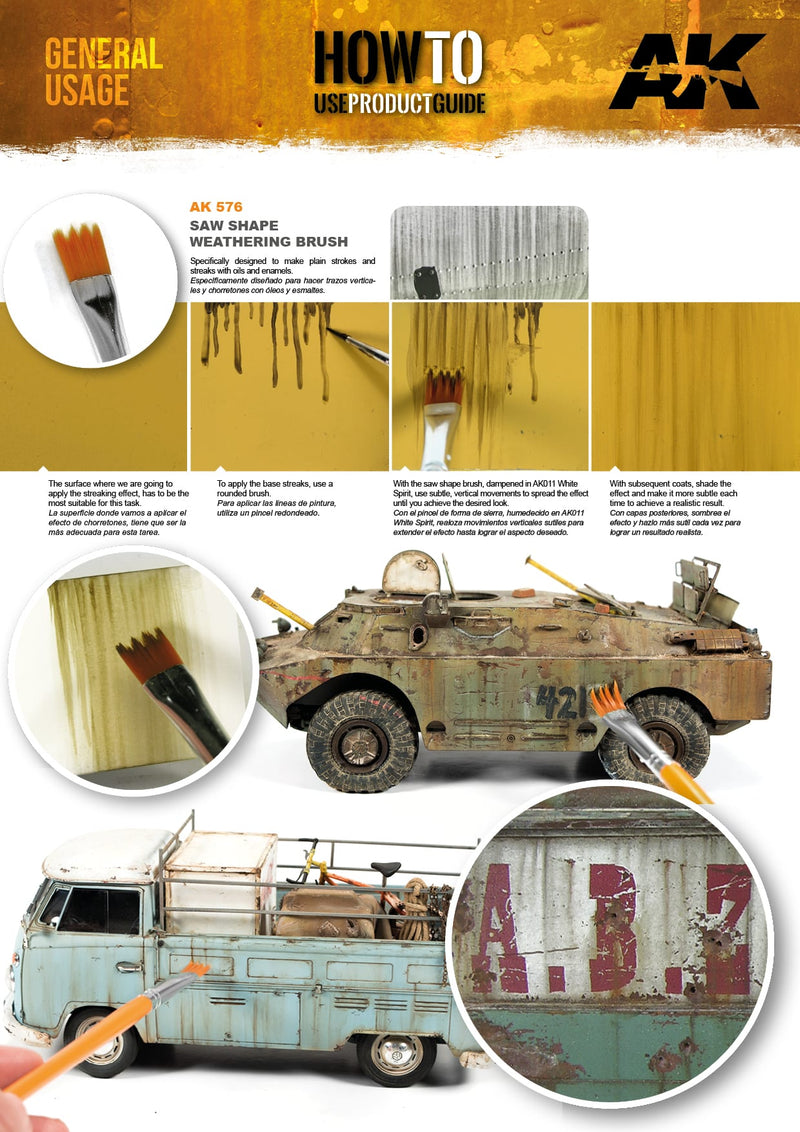 AK576 Saw Shape Weathering Brush