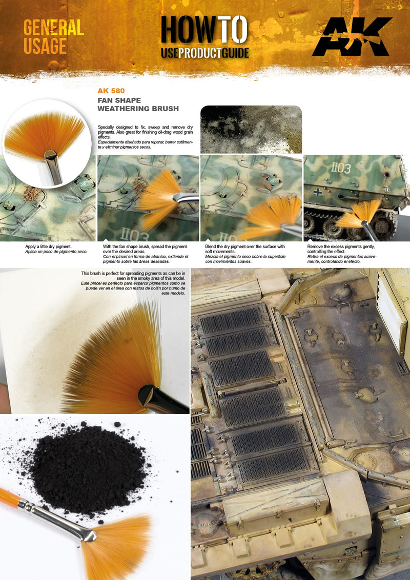 AK580 Fan Shape Weathering Brush