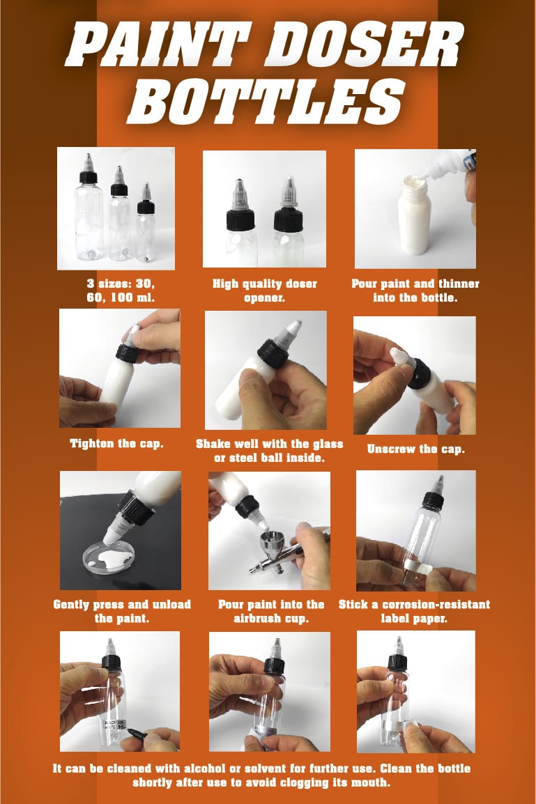 AK9048 Paint Doser Spare Bottles 3x 100ml