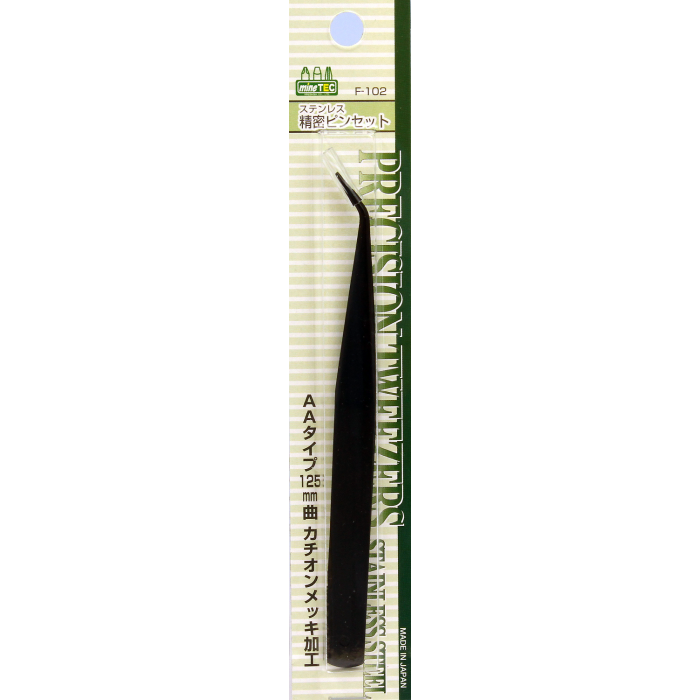 F-102 Cation Coated Angled AA Tweezers 125mm