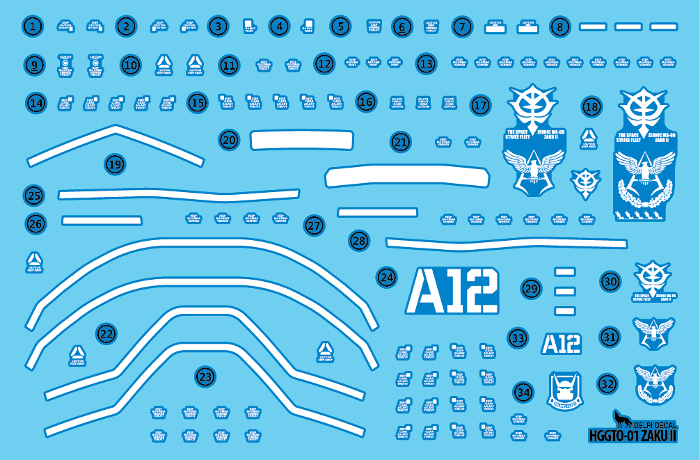 DD HG The Origin 01 Char ZAKU II Luminous Water Decal