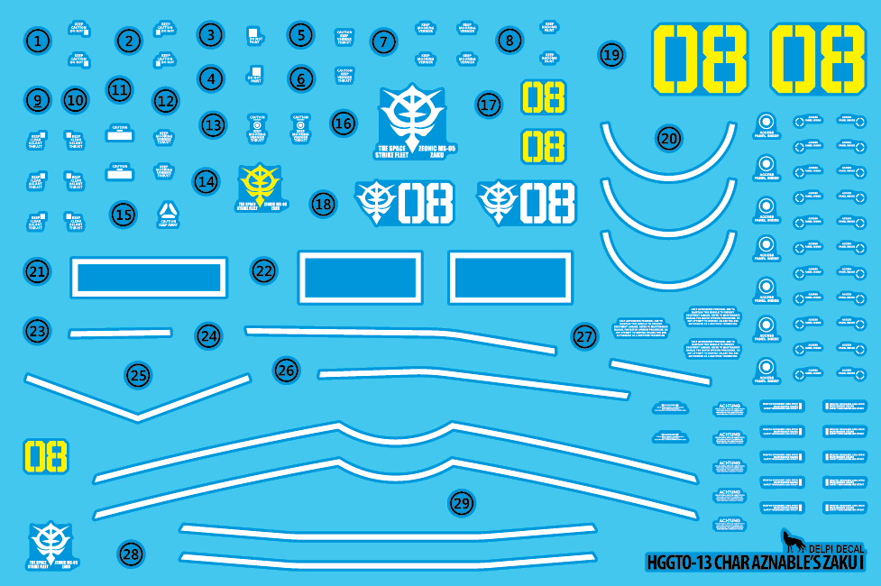 DD HG The Origin 13 Char Aznable's Zaku 1 Holo Water Decal