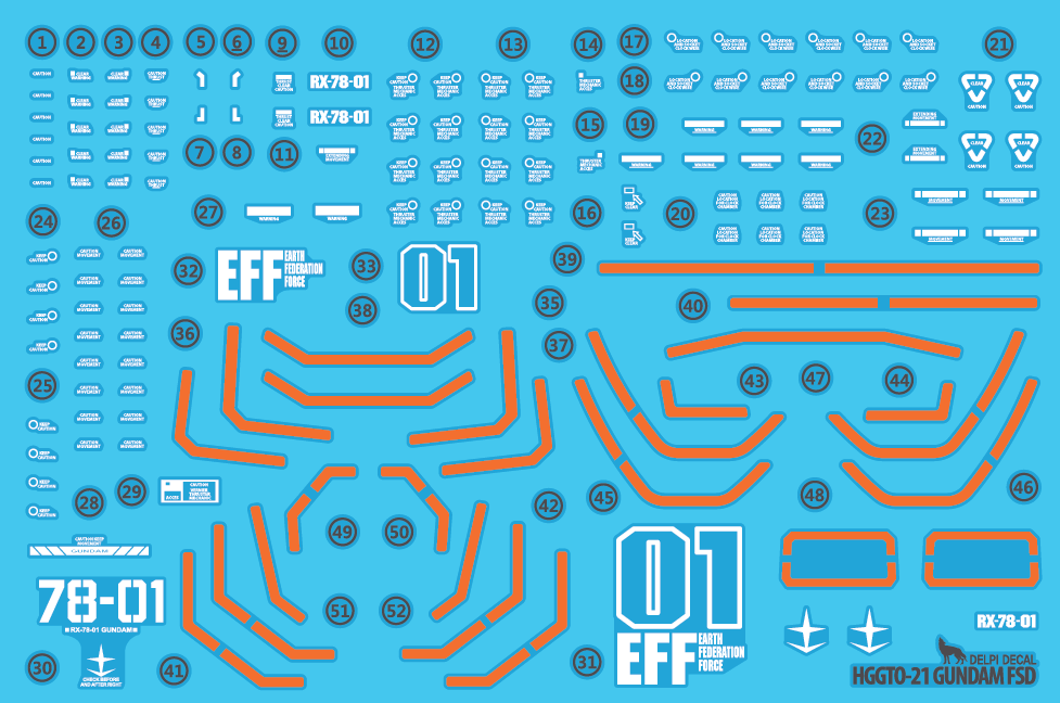 DD HG The Origin 21 Gundam FSD Water Decal