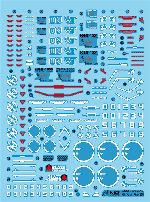 DD MG Blaze Zaku Phantom Hologram Water Decal