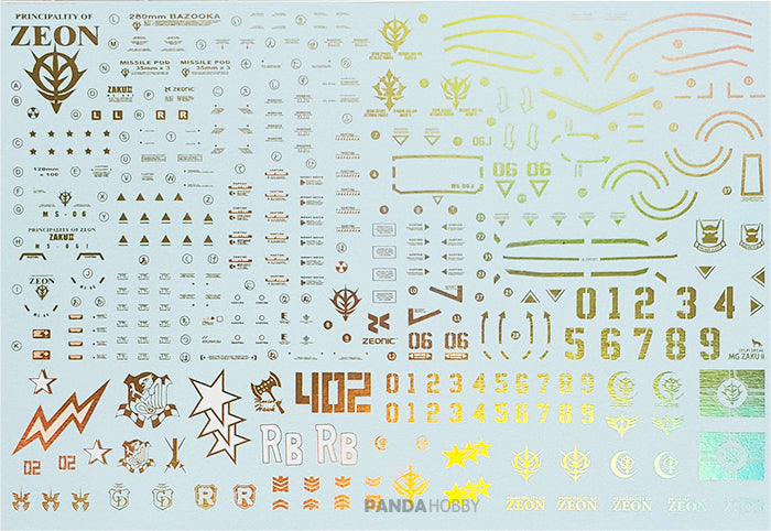 DD MG Zaku II Gold Holo Water Decal