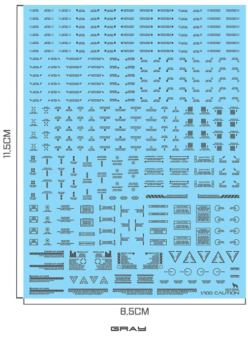 DD Mechanical Caution Water Decal (Gray) 1/100