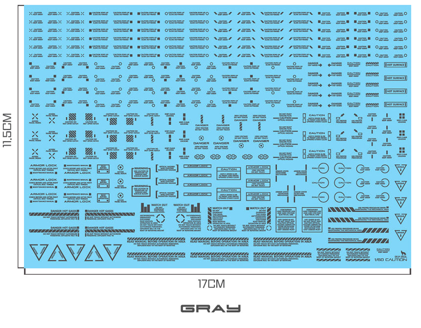 DD Mechanical Caution Water Decal (Gray) 1/60