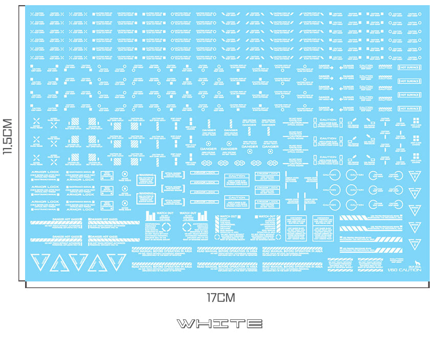 DD Mechanical Caution Water Decal (White) 1/60