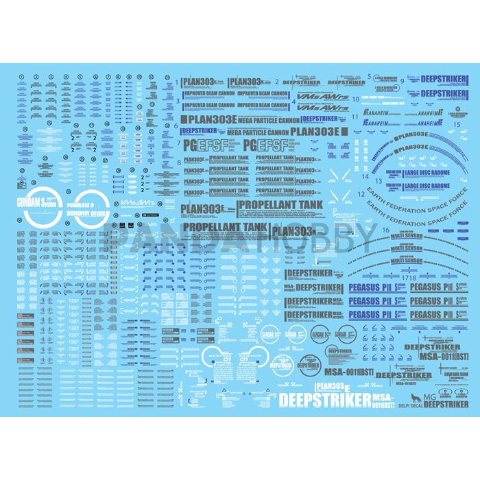 DD MG Plan303E Deep Striker Water Decal (Blue)