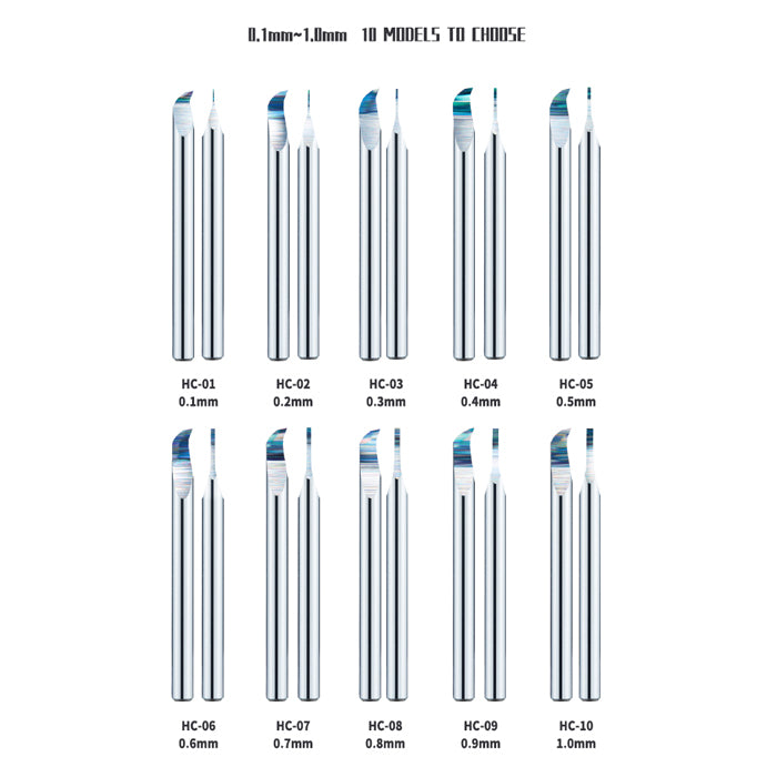 Dspiae HC Tungsten Steel Hook Broach (0.1mm to 1.0mm)