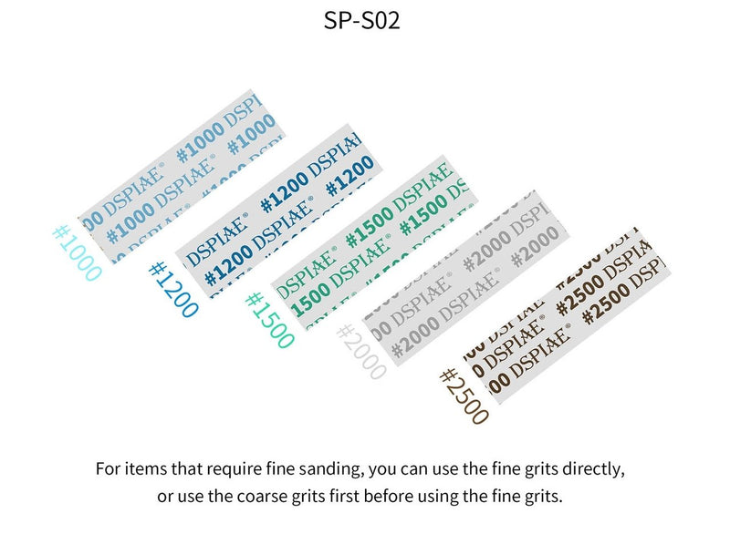 Dspiae SP-S02 Pre-Cut Self Adhesive Sandpaper Set #1000~2500