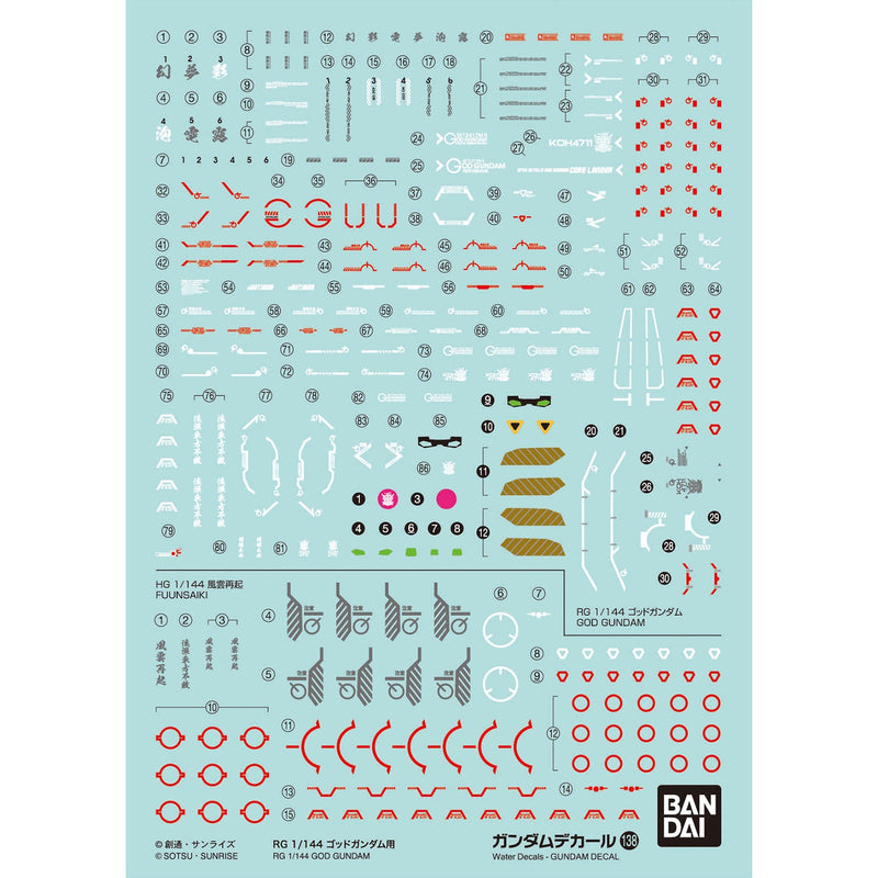 Gundam Decal 138 RG God Gundam 1/144