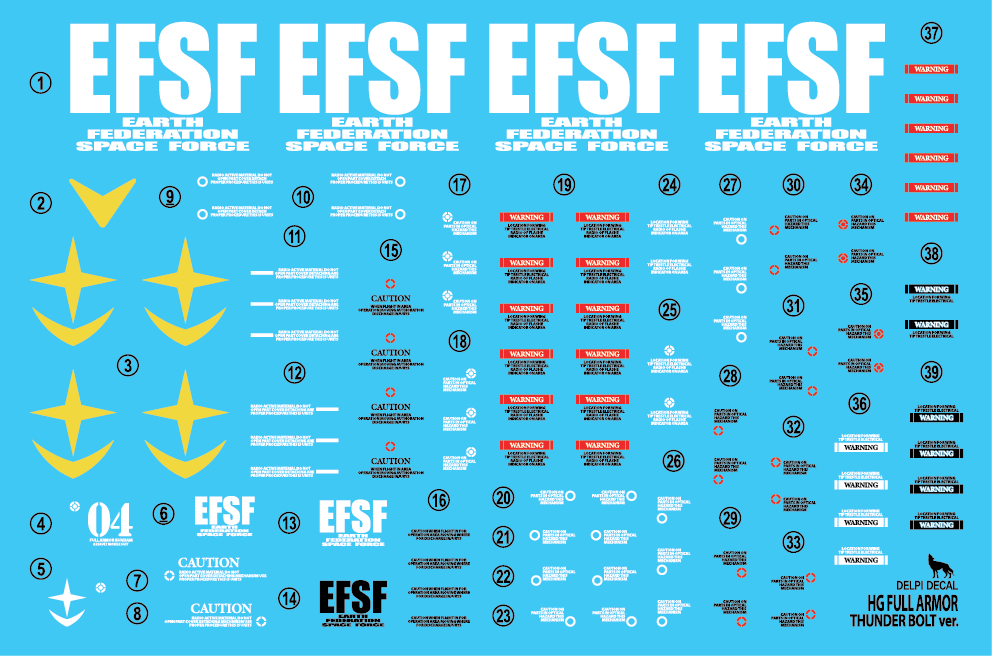 DD HG FA-78 Fullarmor Thunderbolt (Manual) Water Decal