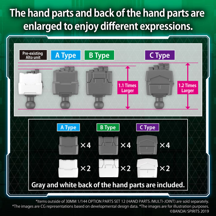 30MM W-23 Option Parts Set 12 (Hand Parts /Multi-Joint) 1/144