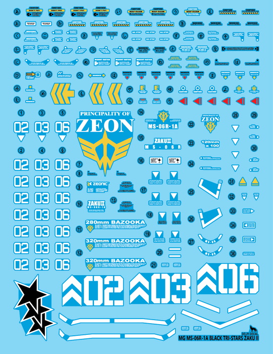 DD MG Black Tri-Stars Zaku Water Decal