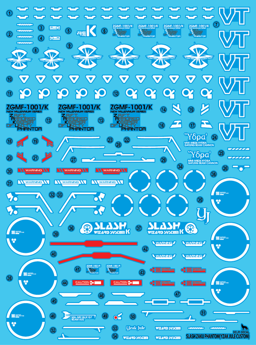 DD MG Slash Zaku Phantom (Yzak Jule Custom) Water Decal