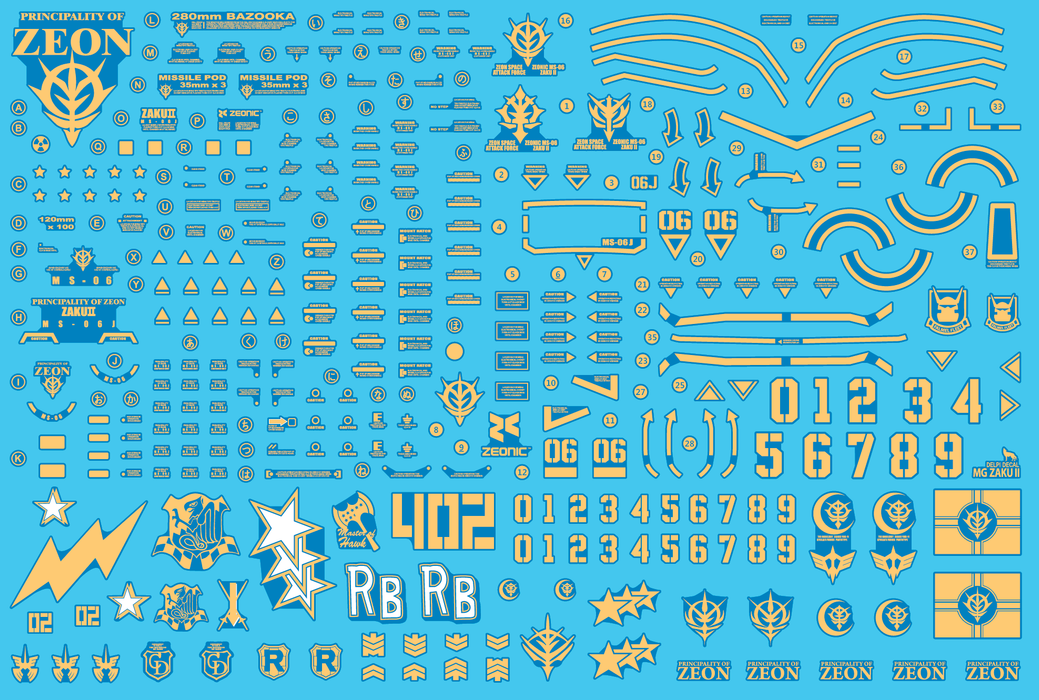 DD MG Zaku II Gold Holo Water Decal