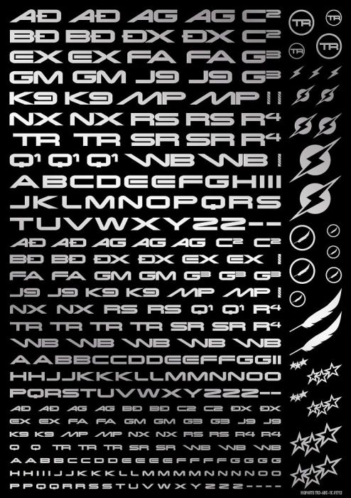 TR Decal 3 Alphabet Silver TR3-A-SIL