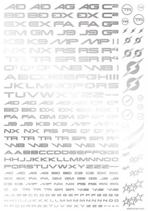 TR Decal 3 Alphabet Silver TR3-A-SIL