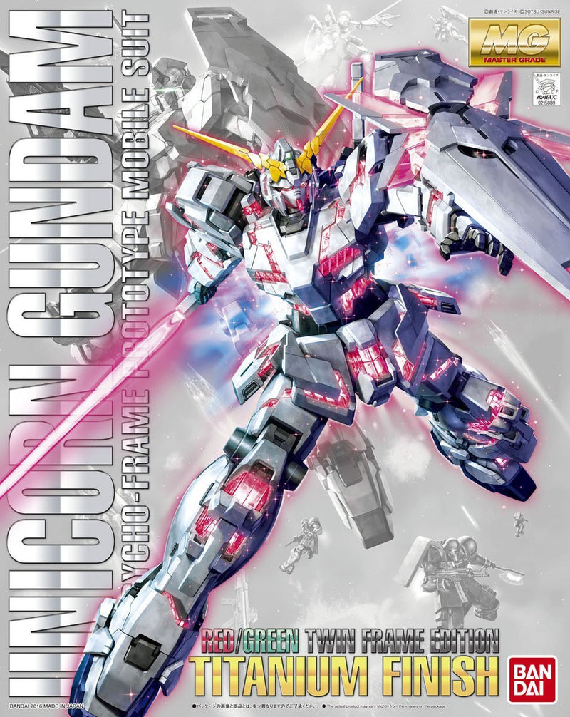 MG 1/100 Unicorn Gundam (Red/Green Twin Frame Edition) Titanium Finish