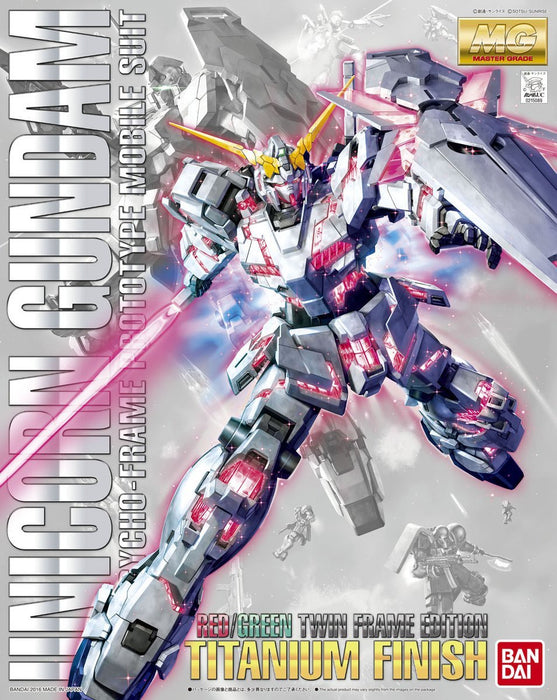MG 1/100 Unicorn Gundam (Red/Green Twin Frame Edition) Titanium Finish
