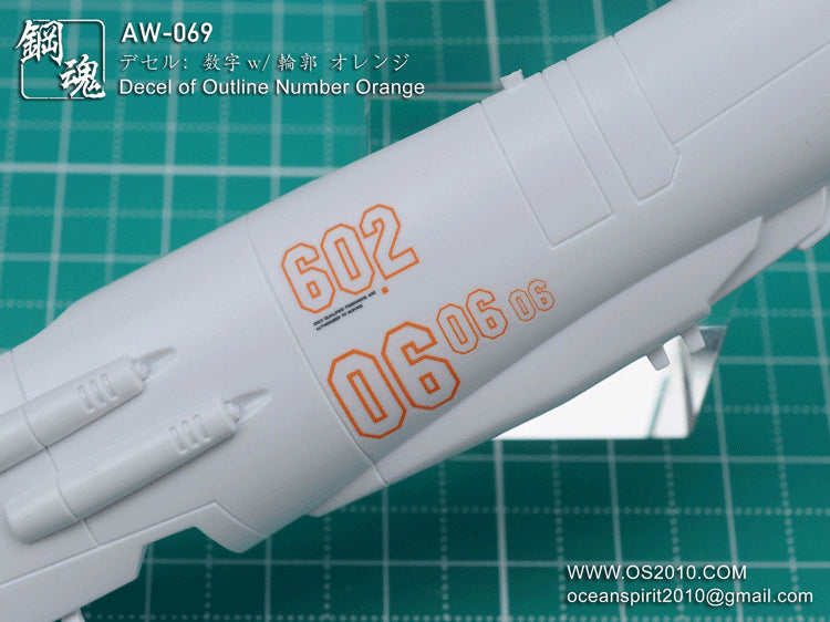MAD - AW069 Waterslide Decal: Numbers (Orange) Discontinued