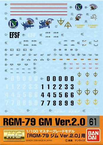 Gundam Decal 61 - RGM-79 GM Ver 2.0