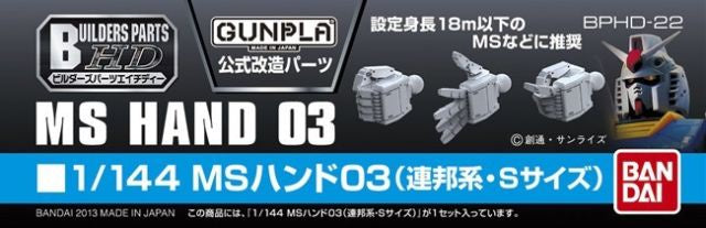 Builders Parts - HD MS Hand 03 (EFSF Small) 1/144